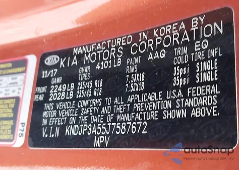 2018 Kia Soul + из США, поврежденный, VIN KNDJP3A55J7587672